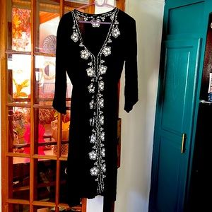 Black and white embroidered dress